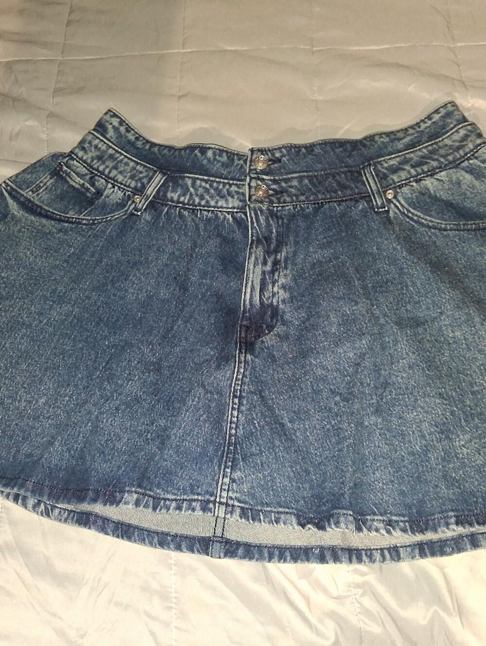 Scoop Denim Mini Double WB Skirt - Dark Acid Wash